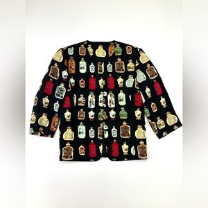 Vintage print silk jacket Small Petite Asian Ginger Jar
